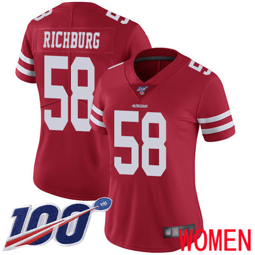 San Francisco 49ers Limited Red Women Weston Richburg Home NFL Jersey #58 100th Season Vapor Untouchable->san francisco 49ers->NFL Jersey